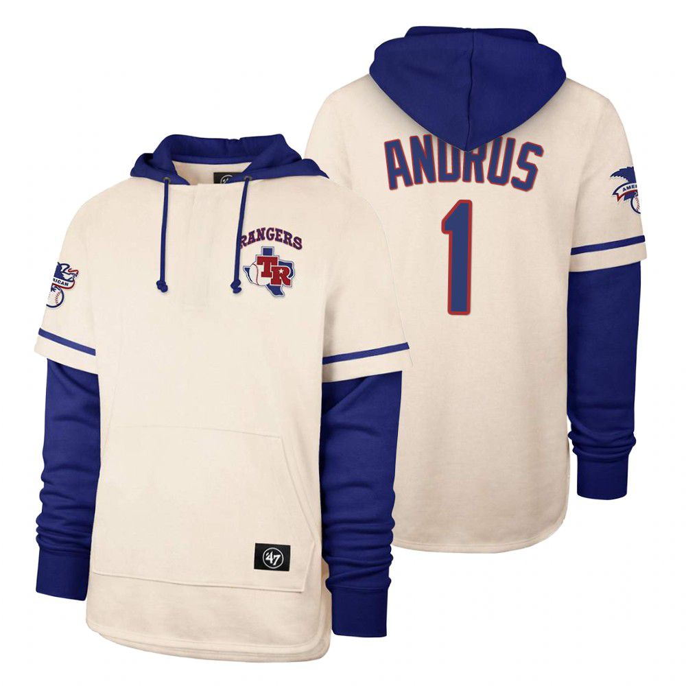Men Texas Rangers #1 Andrus Cream 2021 Pullover Hoodie MLB Jersey->minnesota twins->MLB Jersey